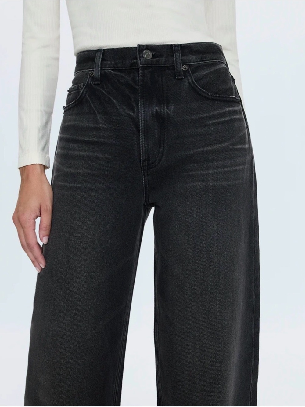 PISTOLA Wes High Rise Barrel Jeans in Caviar Faded Black size 26 - Picture 2 of 8